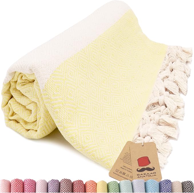Bazaar Anatolia Turkish Beach Towel – 100% Cotton, Quick Dry, Sand Free Towel by BazaarAnatolia