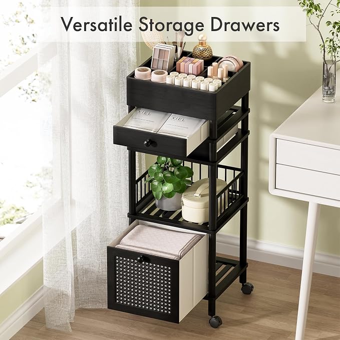Amazer Bamboo Makeup Organizer Cart - Image 4