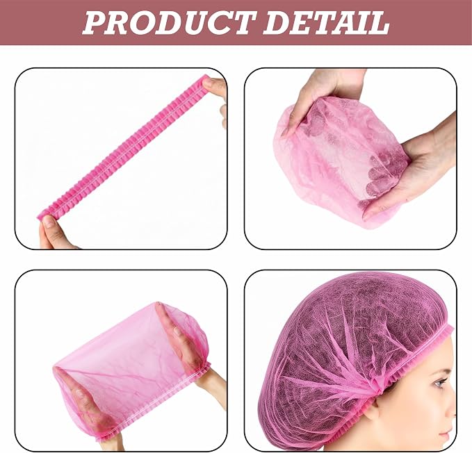 Disposable Bouffant Caps 21 Inch Non Woven Hair Net Elastic Head Cover - Image 6