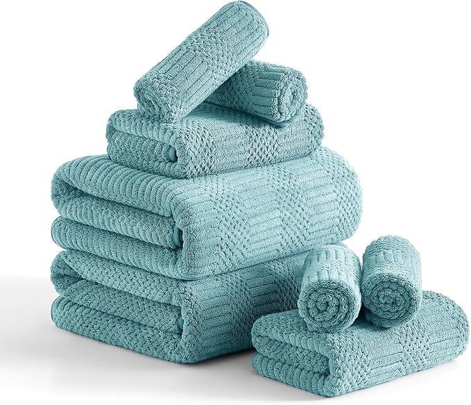 8 Piece Bath Towel Set-2 Oversized Bath Sheets, 2 Hand Towels, 4 by Ycosy