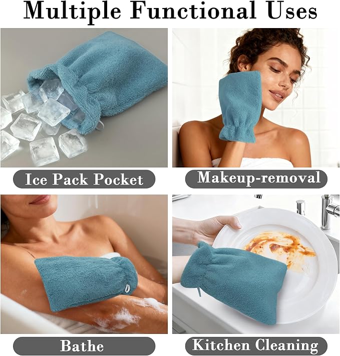 VOOVA & MOVAS 6-Pack Shower Wash Cloth, 100% Cotton Soft Absorbent Bath Mitts - Image 4