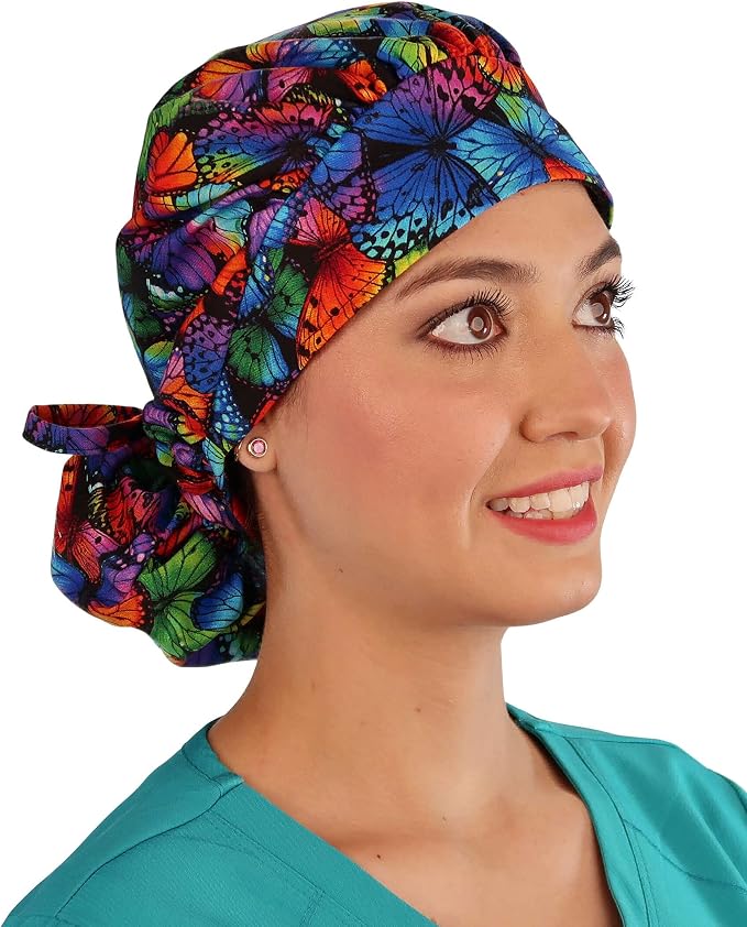 Sparkling EARTH Banded Bouffant Surgical Scrub Ponytail Working Caps and by SparklingEARTH