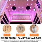 OUTEXER One Person Sauna Far Infrared Saunas Room Canadian Hemlock 1450W Dry - Image 7