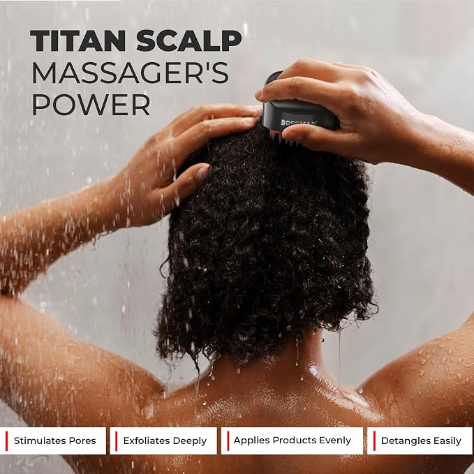 Bossman Titan Shower Scalp Massager – Scalp Exfoliator Brush – Ergonomic - Image 3