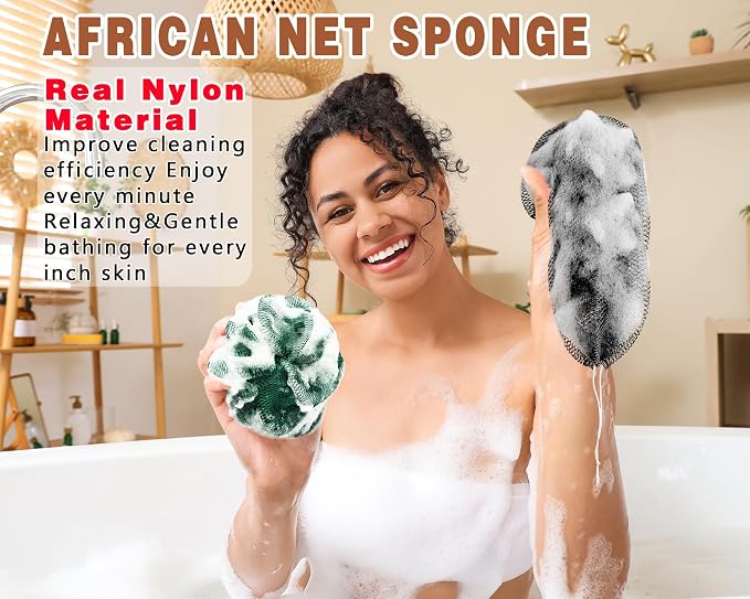 2 Pack African Net Sponge Exfoliating Body Scrubber Bath Sponge - Image 3