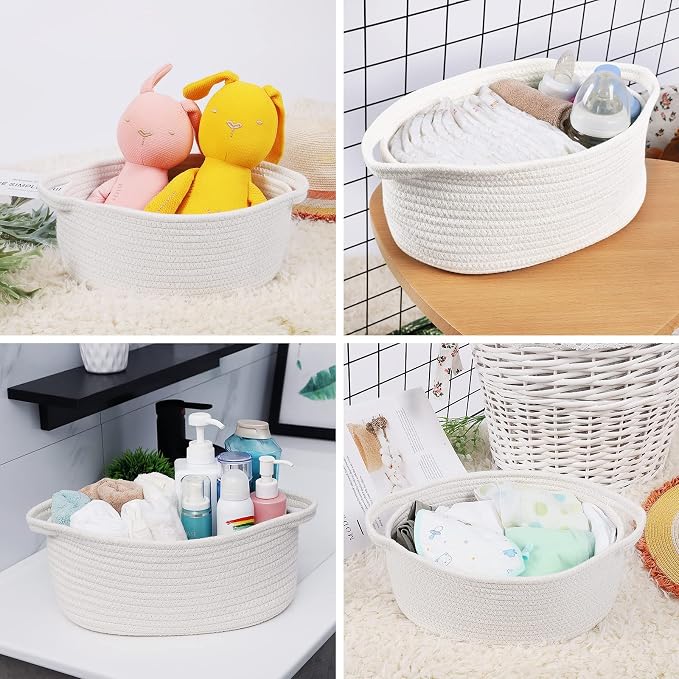 ABenkle Small Basket with Handles, Boho Decorative Rope Woven Dog Cat Toy - Image 5