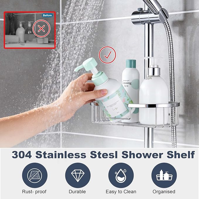 Rain Shower System with Shelf, 12 Inch Rain Shower Head Set with Hand Shower - Image 4