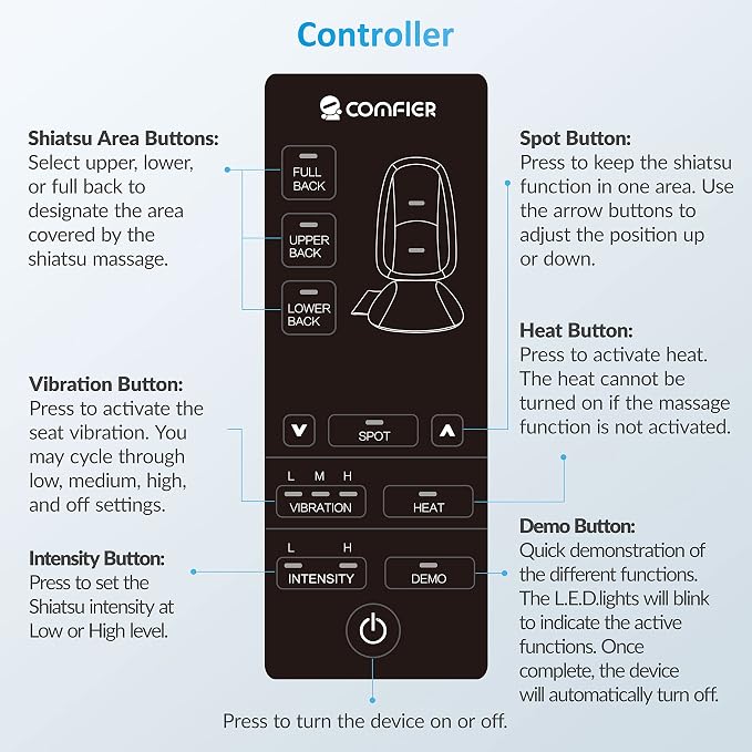COMFIER Back Massager with Heat, Deep Tissue Kneading Massage Seat Cushion - Image 6