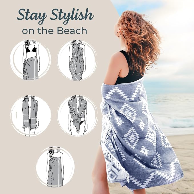Premium Turkish Beach Towel – 100% Cotton, Quick Dry, Sand Free, Oversized Pool - Image 4