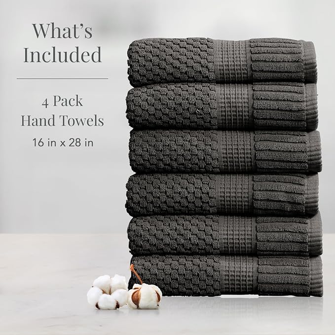 NY Loft 100% Cotton Hand Towel 6 Pack | Super Soft & Absorbent Quick-Dry Hand - Image 2