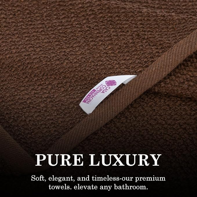 CASA COPENHAGEN EcoPop 6Pcs 100% Cotton Large Designer Towels Gift Set- Toffee - Image 5