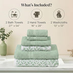 Modern Threads Botanical Vine 6-Piece 100% Cotton Towel Set – Reversible Yarn - Image 3