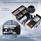 FRENESSA Makeup Train Case Makeup Organizer Box Portable Cosmetic Travel Case - Image 2