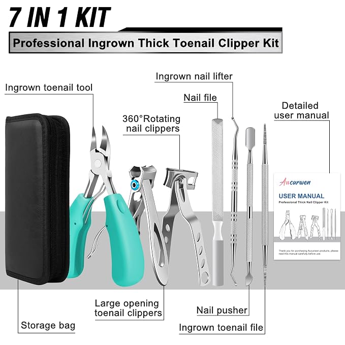 Toenail Clippers for Seniors Thick Toenails, Aucurwen Heavy Duty Toe Nail - Image 2