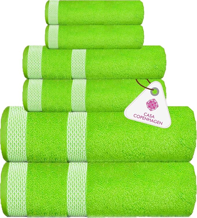 CASA COPENHAGEN Solitaire 6Pcs 100% Egyptian Cotton Large Designer Towels Gift by CASACOPENHAGEN