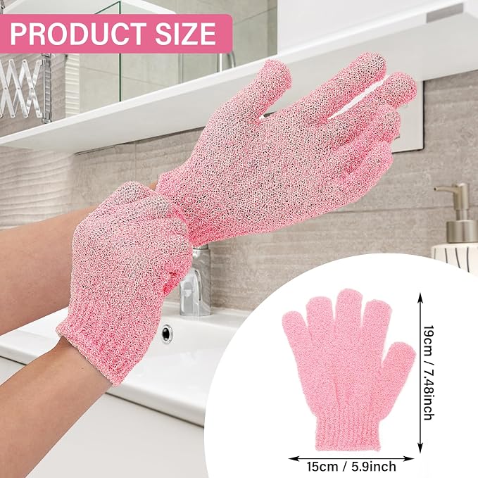 Sibba 2Pcs Exfoliating Wash Gloves Dual Texture Bath Gloves - Image 6
