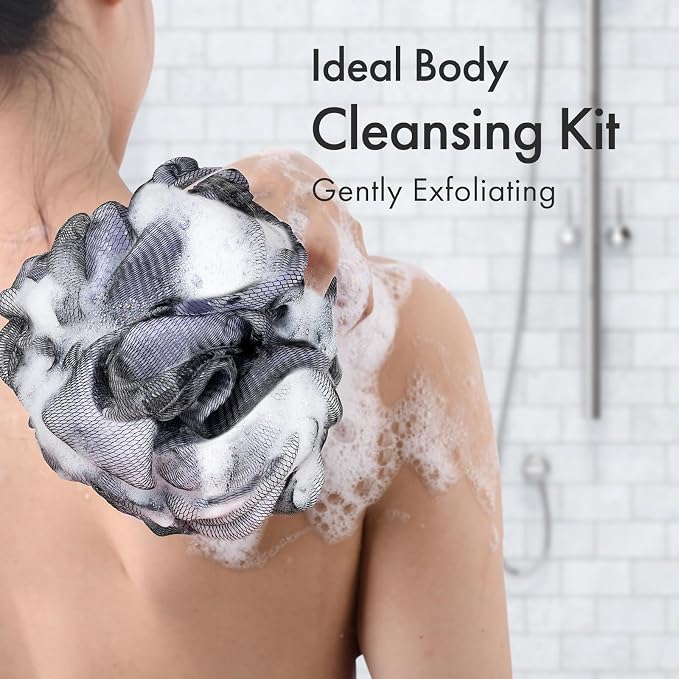 AmazerBath Charcoal Loofah Sponge, Shower Loofah 60g/PCS - Image 4