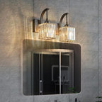 Crystal Vanity Lights 2-Light Black Wall Lamp Modern Crystal Bathroom Light - Image 7