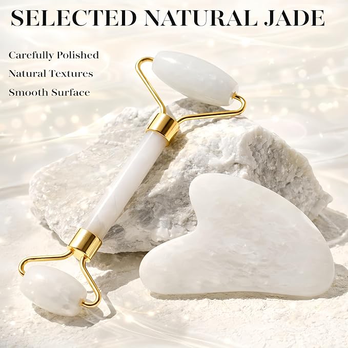 Lymphatic Contour Face Brush & Natural Jade Roller Set - Image 3