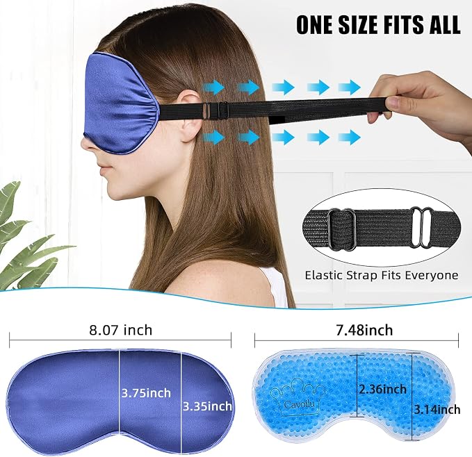 Cooling Sleep Mask w/Gel Eye Mask, Silk Eye Mask - Image 6
