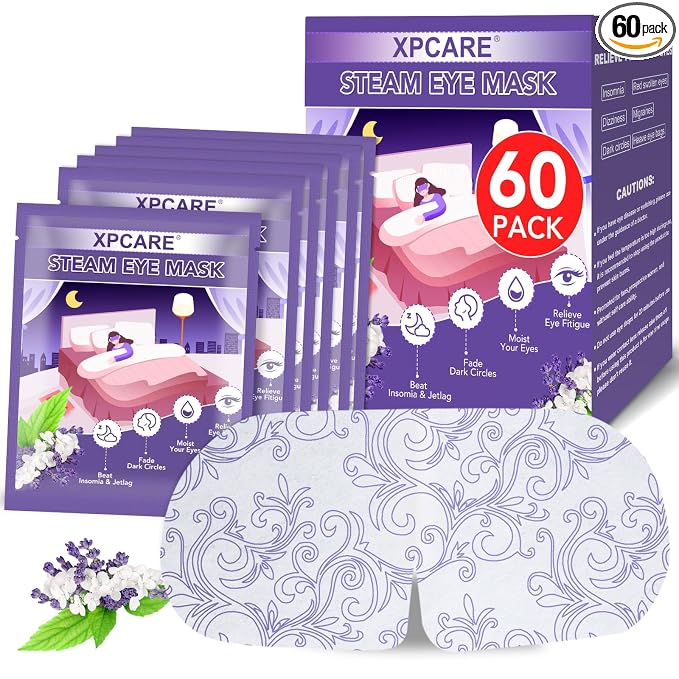 XPCARE 60 Pack Steam Eye Masks for Dry Eyes, SPA Warm Sleep Eye Mask, by XPCARE