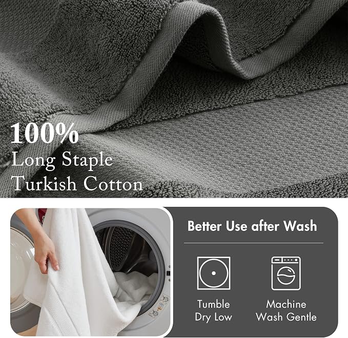 Madison Park Turkish 100% Cotton 600Gsm Luxury Premium Thick Soft Absorbent - Image 5
