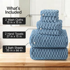 REDKISS Blue Microfiber Towels Set of 6-35x70 Inches Oversized Bath Sheets - Image 2