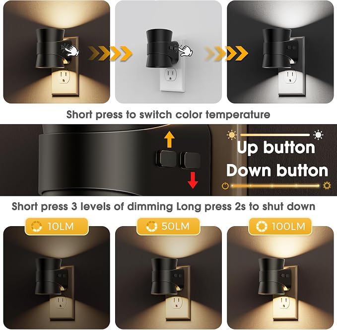 L LOHAS LED Night Lights Plug into Wall, Dimmable Night Light 2pack, 3CCT - Image 6