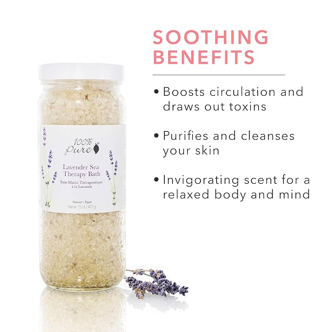 100% PURE Lavender Sea Therapy Bath Soak, Bath Salts - Image 3