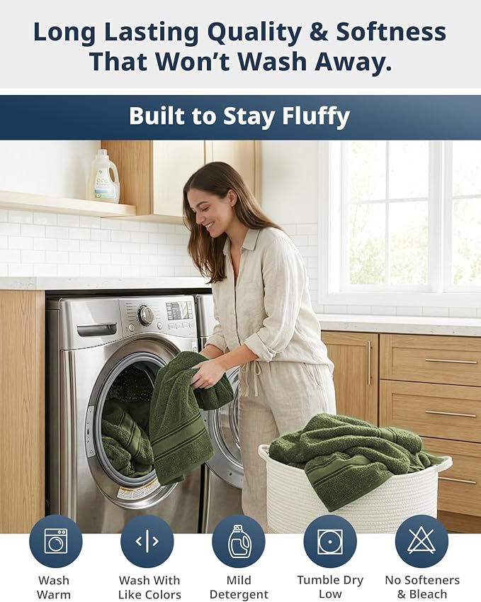 Lane Linen 100% Cotton 4 Pack Bath Towels - Image 8
