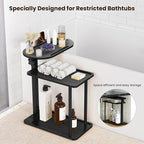 Bathtub Tray Table, Freestanding Bath Side Table Tub Tray Caddy, 3 Layer Bamboo - Image 3