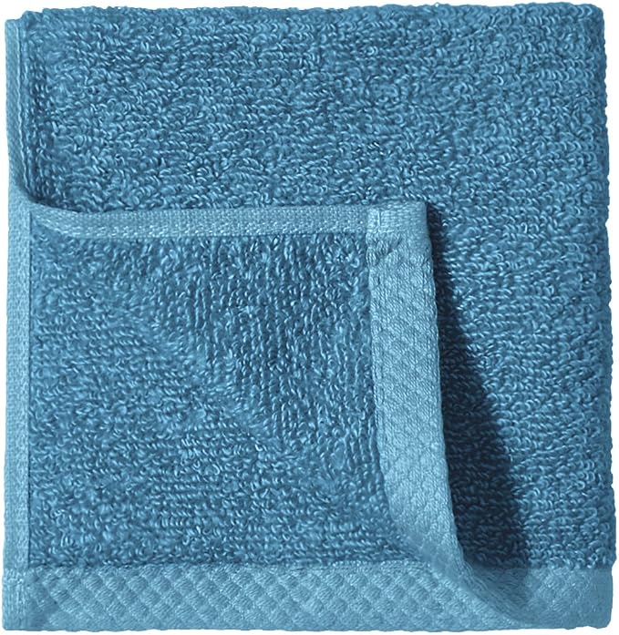 Amazon Basics Soft Cotton Washcloths, Lake Blue - Image 2