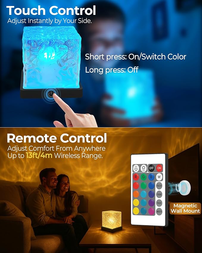 2-Pack Black Rechargeable Shower Lights, 16 Color Ocean Wave Projector Light - Image 5