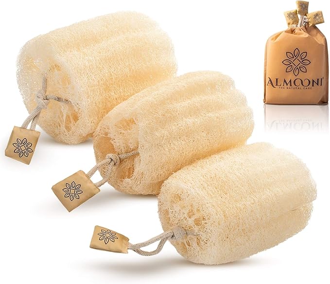 Almooni Egyptian Loofah Exfoliating Body Scrubber, Natural Real Egyptian Shower by Almooni