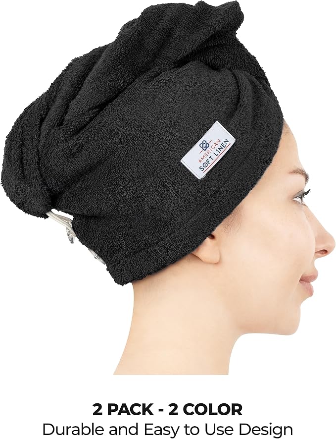 American Soft Linen 100% Cotton Hair Towels - Image 3