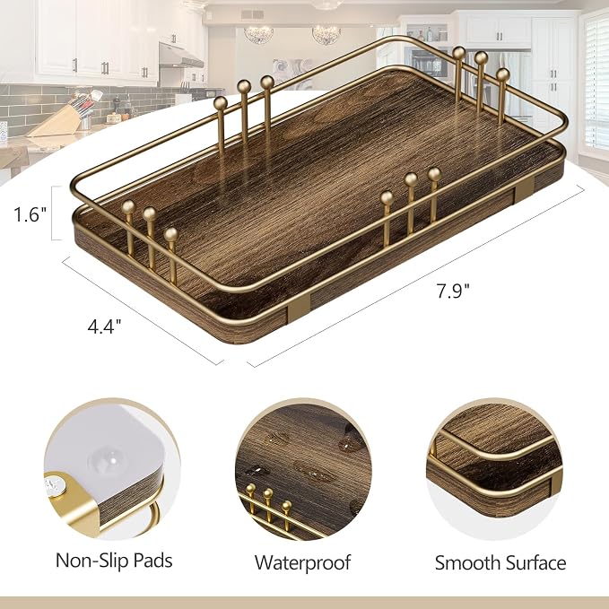 Bathroom Vanity Tray for Toiletries Makeup Perfume Candle Toilet Tank, Kitchen - Image 2