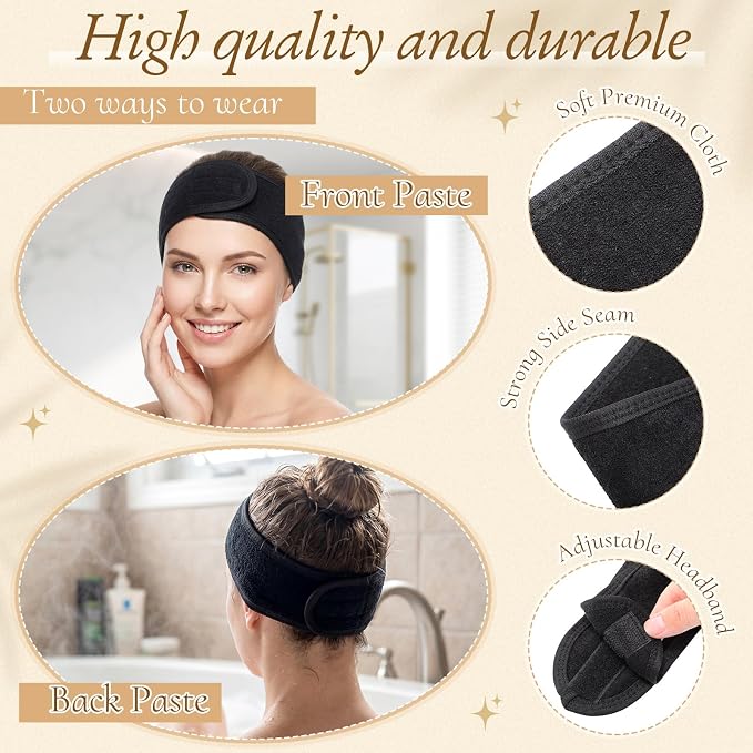 Tigeen 80 Pcs Spa Headband Facial Headbands Bulk Adjustable Hair Wraps - Image 3