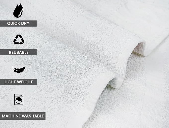 ZUPERIA White Bath Towels Bulk 60 Pack - Image 4