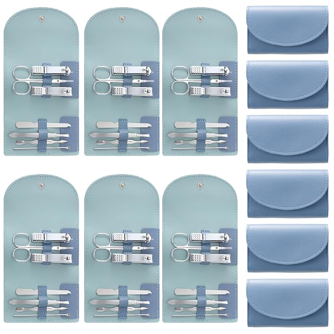 12 Set Manicure Set Bulk Mini Manicure Nail Clipper Kit 7 in 1 Stainless Steel by Lanties