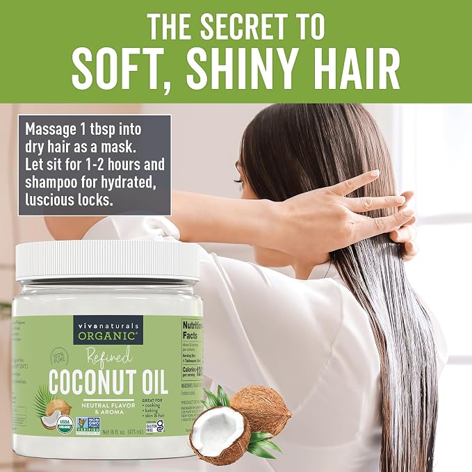 Viva Naturals Refined Coconut Oil, 16 fl oz – Expeller-Pressed, USDA Organic - Image 5