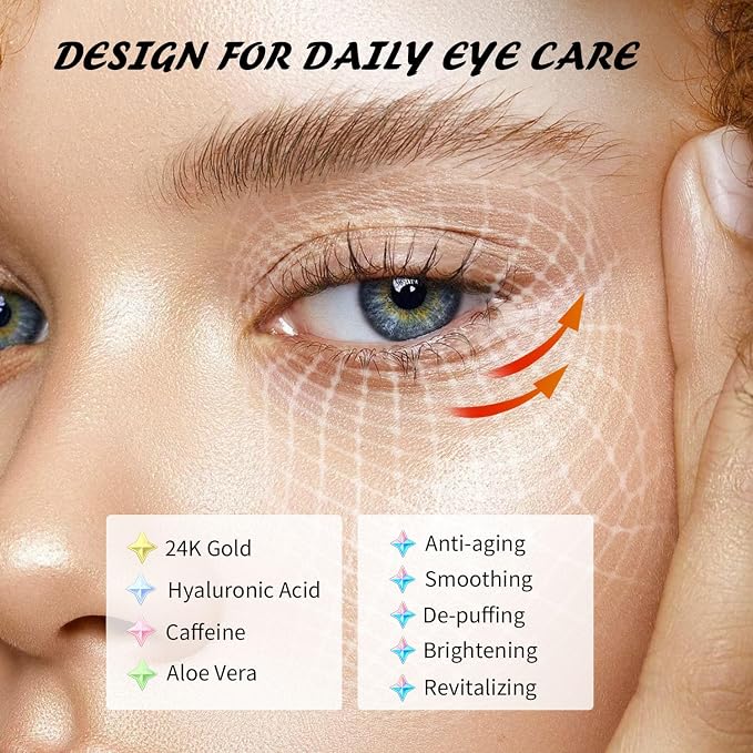 Maskiss Under Eye Patches, 24K Gold, Hyaluronic Acid, Aloe Vera Eye Masks - Image 2