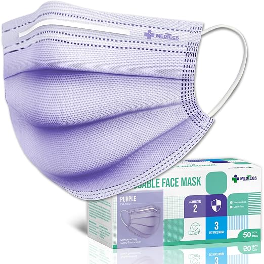 Medtecs Face Mask Disposable – Available in 50 & 2, 3-Ply Breathable, Soft Fit by MedtecsGroup