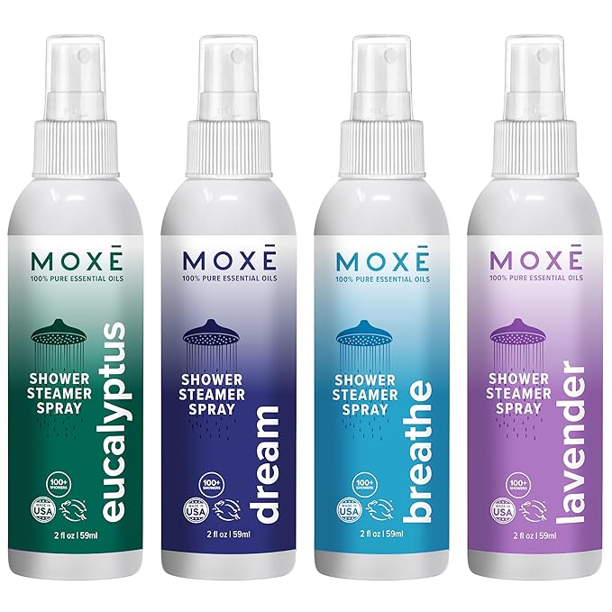 MOXE Aromatherapy Shower Mist Variety Pack, Eucalyptus, Breathe and Dream by MOXE