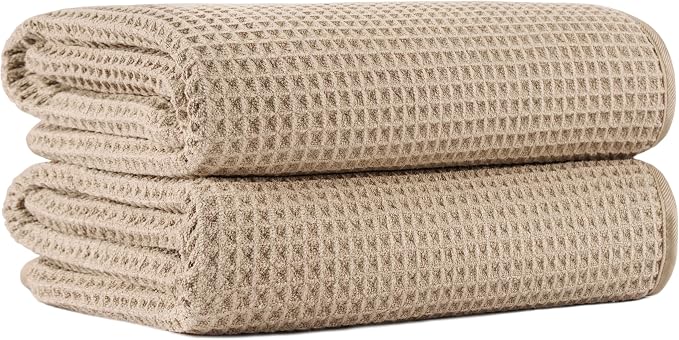 MICROFI New Microfiber Waffle Bath Towels, 2 Pieces, Fast Drying, Lint Free 430 by Unknown