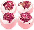 Dried Flower Bath Bombs Salt Balls, Rose Extract Essential Oils, Moisturizing by Focusingonbathingproducts