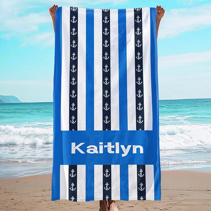 JML Custom Beach Towel with Name, Personalized Microfiber Beach Towel with Name by JML