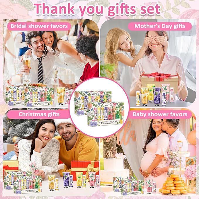 VISCOO 16 Pack Bulk Lip Balm and Hand Cream Set, Mothers Day Gifts, Teacher - Image 6