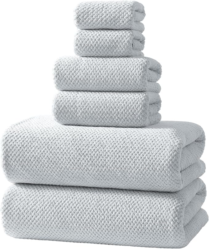 REDKISS 6 Piece Premium Towel Set, 2 Bath, 2 Hand, and 4 Wash Cloths, by REDKISSOnline