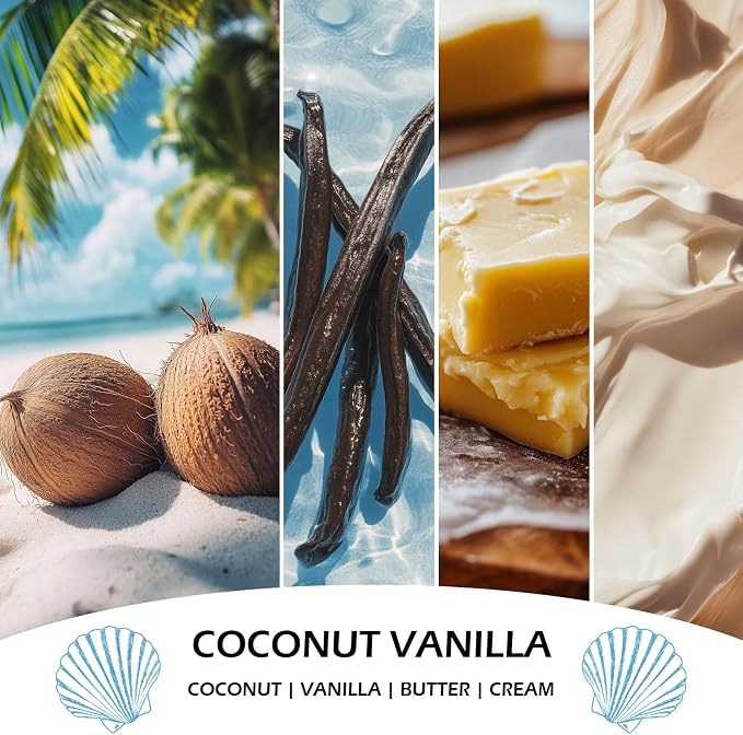 Coconut Vanilla Candles, 7oz Vanilla Coconut Scented Candle, Natural Soy Candles - Image 2