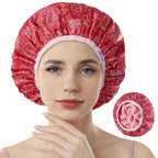 Years calm Terry Lined Shower Cap, Triple Layer Heart Motifs, Waterproof by Yearscalm